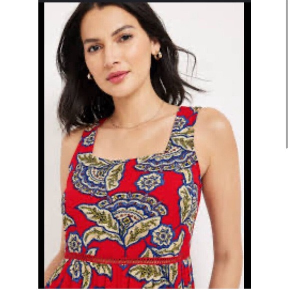 NWT Maurices Floral Red Blue Sleeveless Skater Dress Plus Size 2X Women - Picture 2 of 13